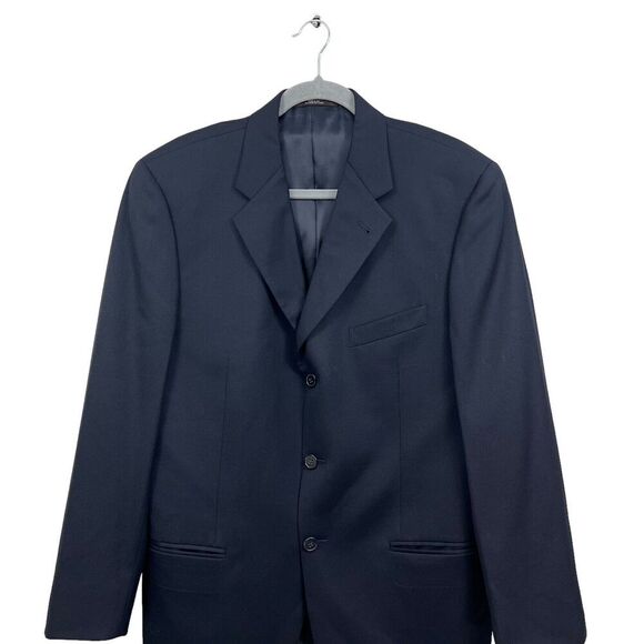 Joseph Abboud Mens Wool Blazer‎ Suit Double Vent 3 Button Lined Navy Size 40R - Picture 2 of 8
